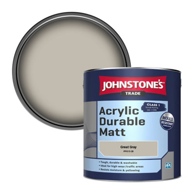 Johnstone's Trade Acrylic Durable Matt Walls & Ceilings Emulsion Paint Great Gray (Ppg15-28) 2.5L from B&Q