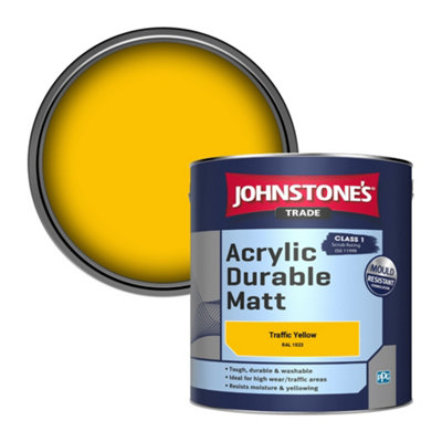 Johnstone's Trade Acrylic Durable Matt Walls & Ceilings Emulsion Paint Traffic Yellow (Ral 1023) 2.5L from B&Q