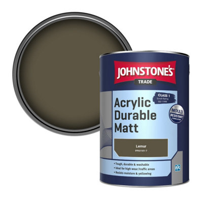 B&Q -  Acrylic Durable Matt Walls & Ceilings Emulsion Paint Lemur (Ppg1101-7) 5L