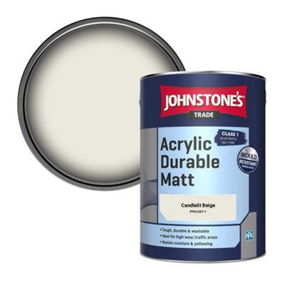 Johnstone's Trade Acrylic Durable Matt Walls & Ceilings Emulsion Paint Candlelit Beige (Ppg1207-1) 5L from B&Q