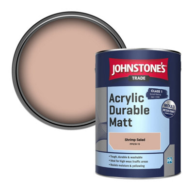 Johnstone's Trade Acrylic Durable Matt Walls & Ceilings Emulsion Paint Shrimp Salad (Ppg18-15) 5L from B&Q