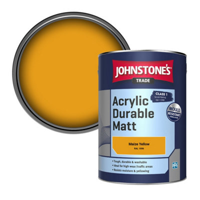 Johnstone's Trade Acrylic Durable Matt Walls & Ceilings Emulsion Paint Maize Yellow (Ral 1006) 5L from B&Q