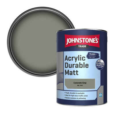 Johnstone's Trade Acrylic Durable Matt Walls & Ceilings Emulsion Paint Concrete Grey (Ral 7023) 5L from B&Q