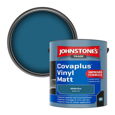 B&Q -  Covaplus Vinyl Matt Walls & Ceilings Emulsion Paint Middle Blue (Bs 381C 109) 2.5L