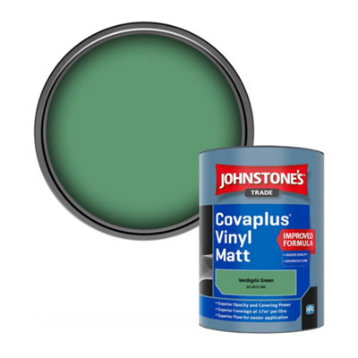 Johnstone's Trade Covaplus Vinyl Matt Walls & Ceilings Emulsion Paint Verdigris Green (Bs 381C 280) 1L
