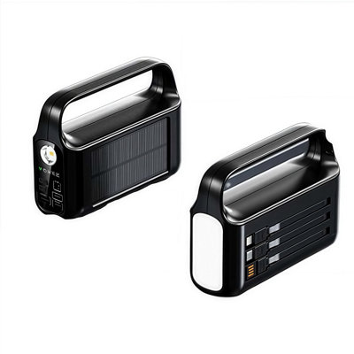  - 20000Mah Solar Power Bank With Led LightPortable Outdoor Battery Charger-Black