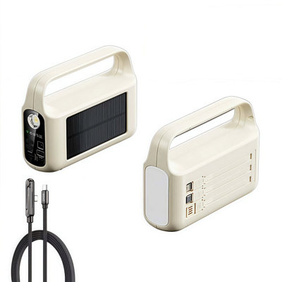 20000Mah Solar Power Bank With Led LightPortable Outdoor Battery Charger-White &data Cable from B&Q