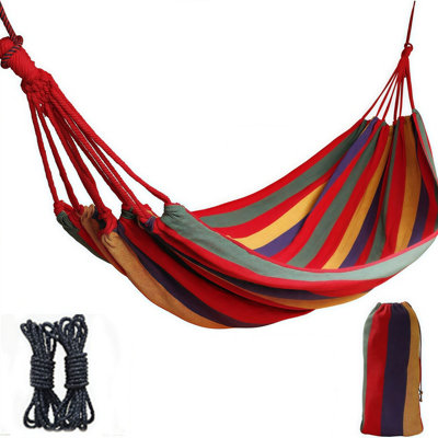 Double Hammock With Carry Bag Portable Canvas Garden Hammock For Outdoor Camping Travel (190 X 100Cm) from B&Q