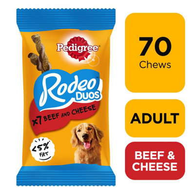 70 Pedigree Rodeo Duos Dog Treats Beef & Cheese Dog Chews 10X123G from B&Q