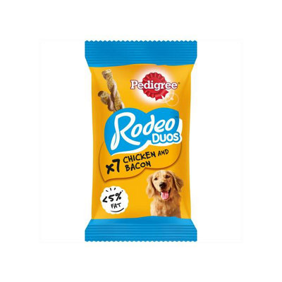 Pedigree Rodeo Duos Adult Dog Treats Chicken & Bacon 7 Chews (Pack Of 10)