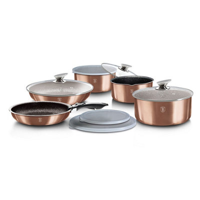 Urbn-Living Urbnliving Height 8.4Cm Berlinger Haus 12Pc Rose Gold Space Saving Cookware Set Pots Pans Induction Lids Handle from B&Q