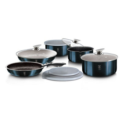 Urbn-Living Urbnliving Height 8.4Cm Berlinger Haus 12Pc Aquamarine Space Saving Cookware Set Pots Pans Induction Lids Handle from B&Q