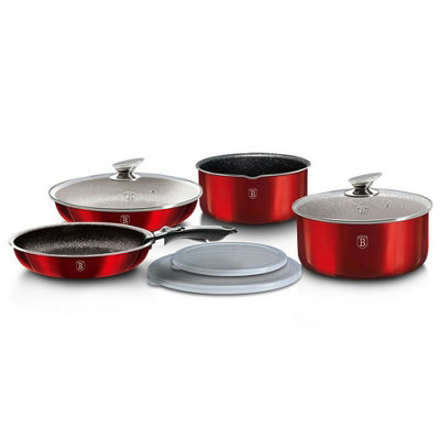 Urbn-Living Urbnliving Height 8.4Cm Berlinger Haus 9Pc Burgundy Space Saving Cookware Set Pots Pans Induction Lids Handle from B&Q