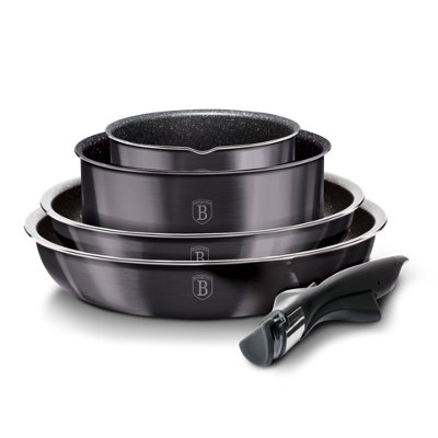 Urbn-Living Urbnliving Height 8.4Cm Berlinger Haus 9Pc Black Carbon Pro Saving Cookware Set Pots Pans Induction Lids Handle from B&Q