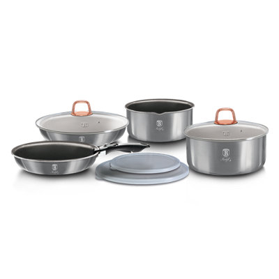 Urbn-Living Berlinger Haus Moonlight 9Pc Space Saving Cookware Set Pots Pans Induction Lids Handle from B&Q