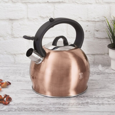 Urbn-Living Berlinger Haus Rose Gold 3L Stainless Steel Whistling Kettle Metallic Electric Induction from B&Q