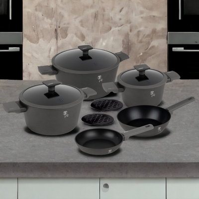 Urbn-Living Berlinger Haus 10Pcs Anthracite Aluminium Non Stick Induction Pots & Pans Cookware Set from B&Q