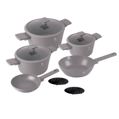 Urbn-Living Berlinger Haus 10Pcs Taupe Aluminium Non Stick Induction Pots & Pans Cookware Set from B&Q