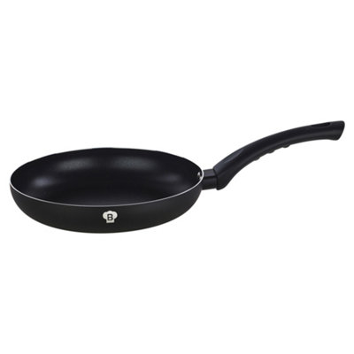 B&Q -  Blaumann 20X4Cm Frying Pan0.9L Matt Black Colour Cookware Frying Grill Pots Pan Saucepan Casserole Soft Touch Handle Lid
