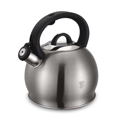 Berlinger Haus 3L Stainless Steel Whistling Kettle Metallic Finish Induction Hob Compatible Soft-Touch Handle from B&Q