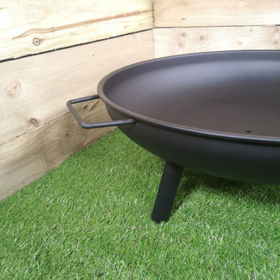 59cm / 23" Round Metal Fire Pit Basket Garden Patio Wood Solid Fuel Burner