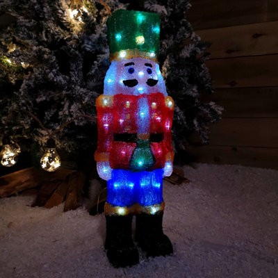 59cm Battery Operated Light up Acrylic Christmas Nutcracker Decoration with White LEDs Price Comparisons | Compare The Build