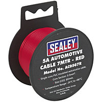 5A Thick Wall Automotive Cable - 7m Reel - Single Core - PVC Insulated - Red