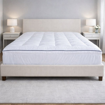 5cm Thick Mattress Topper, 650 GSM Box Stitched with Microfibre Fitted ...