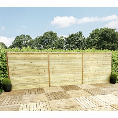 5FT (1.52m x 1.83m) Horizontal Pressure Treated 12mm Tongue & Groove Wooden Garden Fence Panel - 1 Panel (5ft x 6ft) (5x6)