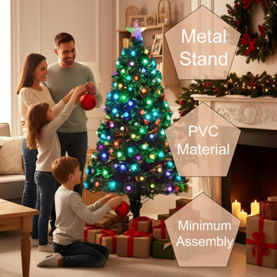 5Ft/150cm Diamonds Fibre Optic Christmas Tree LED Pre-Lit