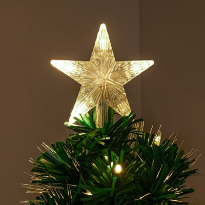 5FT (150cm) Green Fibre Optic Christmas Tree with Warm White LED Lights and Warm White Fibre Optics