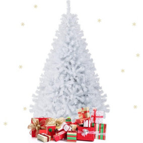 5ft (555 Tips) Artificial Christmas Tree Xmas Pine Tree with Metal Stand White