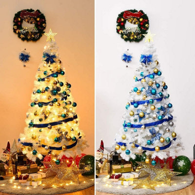 5ft (555 Tips) Artificial Christmas Tree Xmas Pine Tree with Metal Stand White
