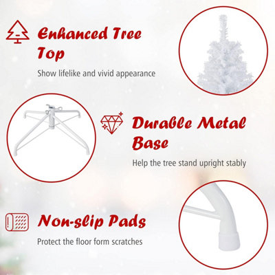 5ft (555 Tips) Artificial Christmas Tree Xmas Pine Tree with Metal Stand White - 3
