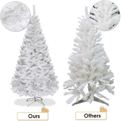 5ft (555 Tips) Artificial Christmas Tree Xmas Pine Tree with Metal Stand White - 6