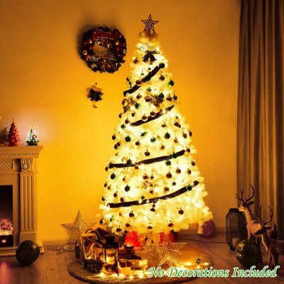 5ft (555 Tips) Artificial Christmas Tree Xmas Pine Tree with Metal Stand White - 4