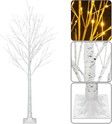 5ft Birch Tree Christmas Decoration Pre Lit Warm White LED Outdoor Xmas ...