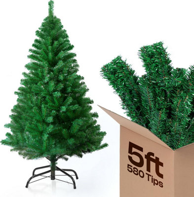 5ft Christmas Tree 580 Tips Lush Xmas Tree, Premium PVC Realistic