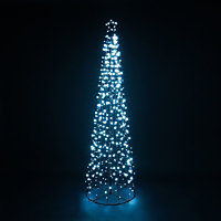 5ft  Christmas Xmas Led Star Cone Tree Lights Decoration Indoor & Outdoor - Cool White