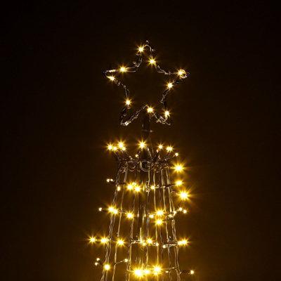 5ft  Christmas Xmas Led Star Cone Tree Lights Decoration Indoor & Outdoor - Warm White