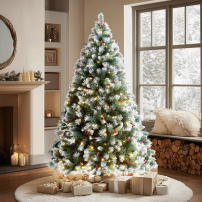 5FT Claudia Pre Lit Christmas Tree with 200LED Lights with Timer, 8 ...