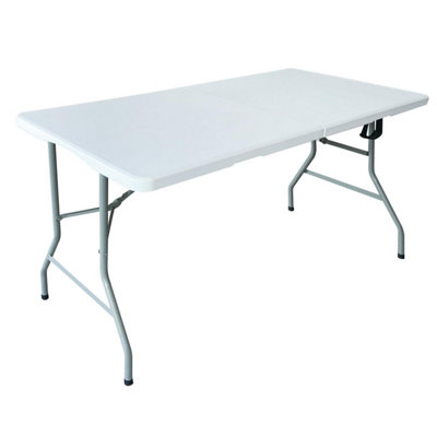 5ft Folding Table Heavy Duty Indoor or Outdoor Foldable Collapsible Tables White Fold Up Picnic Camping - 7
