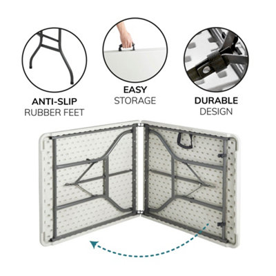 5ft Folding Table Heavy Duty Indoor or Outdoor Foldable Collapsible Tables White Fold Up Picnic Camping - 8