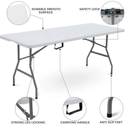5ft Folding Table Trestle Camping Party Picnic BBQ Stall Garden Indoor Outdoor