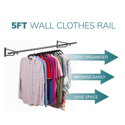 5ft Garment Clothes Rail In Black Powder Coating - 6