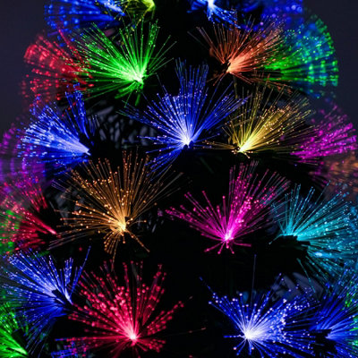 5ft Green Fibre Optic Christmas Tree with Remote Control and Multi Coloured Fibre Optic Lights - 5