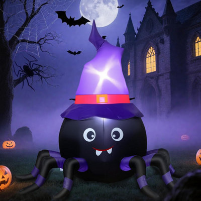 5FT Halloween Inflatables Decoration Cute Spider Monster with Witch Hat ...