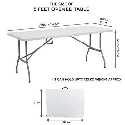 5FT Heavy Duty Folding Trestle Table with 6 Chairs Catering, Camping ...