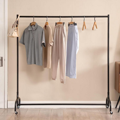 5ft Heavy Duty Metal Clothes Hanging Rail with Wheels