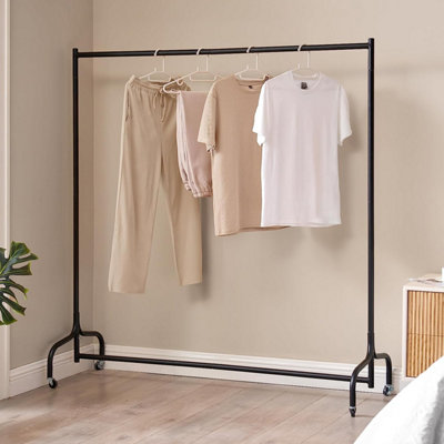 5ft Heavy Duty Metal Clothes Hanging Rail with Wheels